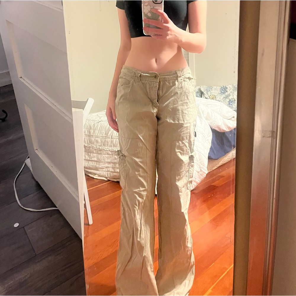 Esprit Y2K Beige Low Rise Cargo Pants